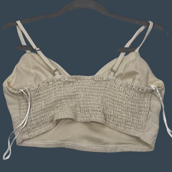 Night sky Linen Blend Crop Top & Wide Leg Pants Set Ivory S neutral co ord set - Picture 12 of 13